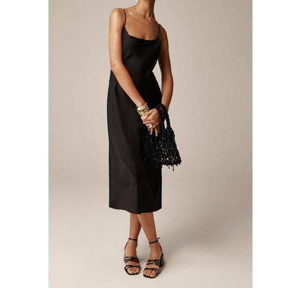 J Crew Gwyneth slip dress in black luster charmeuse size 10 NWT BV496 - Picture 1 of 10